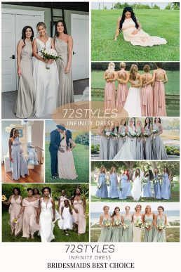 72styles Women's Bridesmaid Long Convertible Infinity Wrap One Shoulder Weeding Evening Gown Party Maxi Dress Dusty Blue, Size