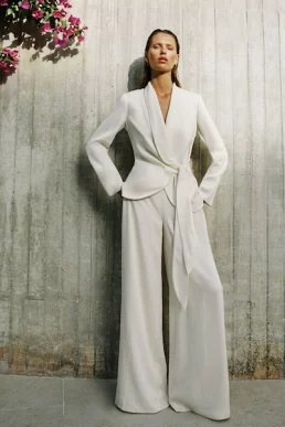 Reiss Clover Bridal Wide-Leg Suit Trousers in White