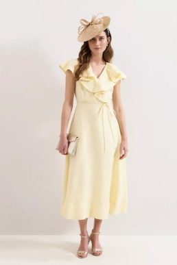 Phase Eight Matilda Linen Blend Midi Dress Yellow